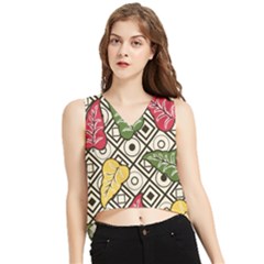 Leaves Foliage Batik Seamless V-neck Cropped Tank Top by pakminggu