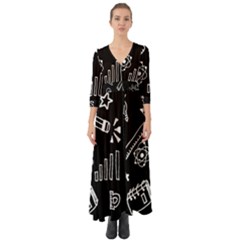 Knowledge Drawing Education Science Button Up Boho Maxi Dress by pakminggu