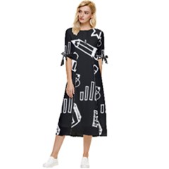 Knowledge Drawing Education Science Bow Sleeve Chiffon Midi Dress by pakminggu