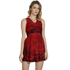 Rose Red Rose Red Flower Petals Waves Glow Sleeveless High Waist Mini Dress by pakminggu