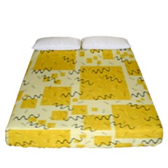 Party Confetti Yellow Squares Fitted Sheet (california King Size) by pakminggu