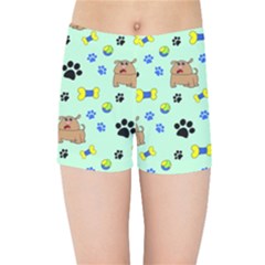 Dog Pattern Seamless Blue Background Scrapbooking Kids  Sports Shorts by pakminggu