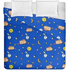 Cat Animals Sleep Stars Seamless Background Duvet Cover Double Side (king Size)
