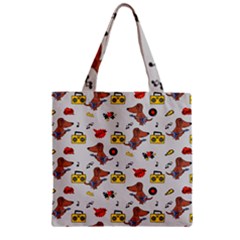 Background Pattern Texture Design Dog Music Zipper Grocery Tote Bag by pakminggu