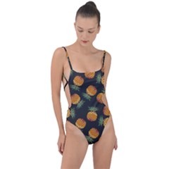 Pineapple Background Pineapple Pattern Tie Strap One Piece Swimsuit by pakminggu