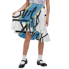 Wave Surfing Surfboard Surfing Kids  Ruffle Flared Wrap Midi Skirt by pakminggu