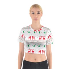 Red Green And Blue Christmas Themed Illustration Cotton Crop Top by pakminggu