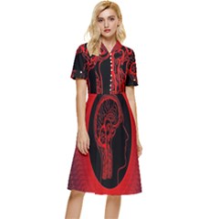 Artificial Intelligence Brain Think Button Top Knee Length Dress