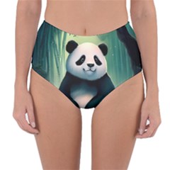 Animal Panda Forest Tree Natural Reversible High-waist Bikini Bottoms