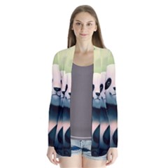 Animal Panda Forest Tree Natural Drape Collar Cardigan