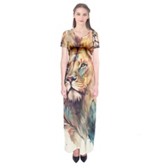 Lion Africa African Art Short Sleeve Maxi Dress by pakminggu