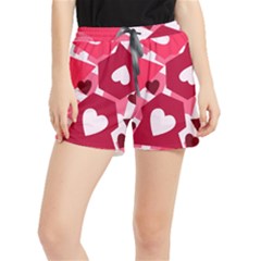 Pink Hearts Pattern Love Shape Women s Runner Shorts by danenraven