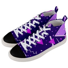 Purple Blue Geometric Pattern Men s Mid-top Canvas Sneakers by danenraven