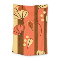 Amber Yellow Stripes Leaves Floral Small Tapestry by danenraven