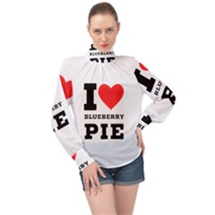 I Love Blueberry High Neck Long Sleeve Chiffon Top by ilovewhateva