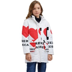 I Love Blueberry Cheesecake  Kids  Hooded Longline Puffer Jacket by ilovewhateva