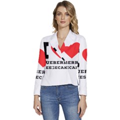 I Love Blueberry Cheesecake  Women s Long Sleeve Revers Collar Cropped Jacket by ilovewhateva