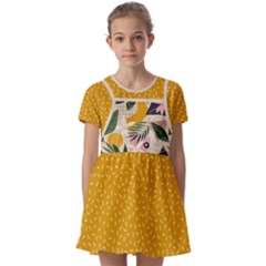 Floral Plants Jungle Polka 1 Kids  Short Sleeve Pinafore Style Dress by flowerland