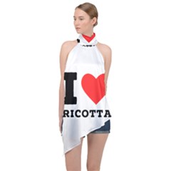 I Love Ricotta Halter Asymmetric Satin Top by ilovewhateva