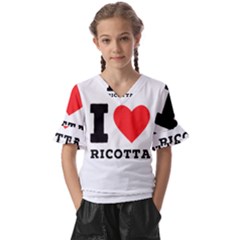 I Love Ricotta Kids  V-neck Horn Sleeve Blouse by ilovewhateva