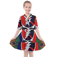 Grateful Dead Pattern Kids  All Frills Chiffon Dress by Mog4mog4
