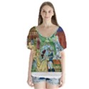 Beauty Stained Glass V-Neck Flutter Sleeve Top View1