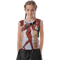 Egypt Fresco Mural Decoration Kids  Raglan Cap Sleeve Tee