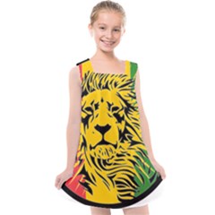 Lion Head Africa Rasta Kids  Cross Back Dress by Mog4mog4