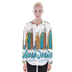 Burj Khalifa Skyline Clip Art Drawing Comic World Womens Long Sleeve Shirt