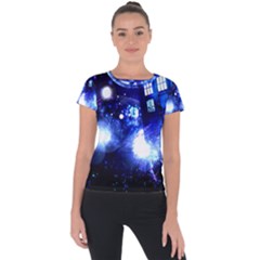 Tardis Background Space Short Sleeve Sports Top  by Mog4mog4