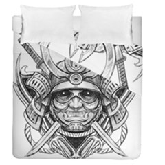 Drawing Samurai Tattoo Sketch Japanese Samurai Duvet Cover Double Side (queen Size)