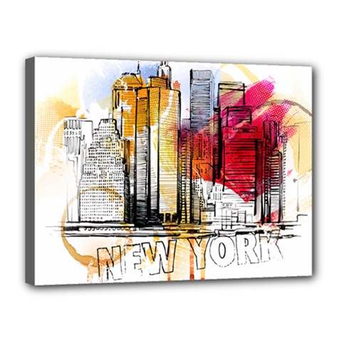 New York City Skyline Vector Illustration Canvas 16  X 12  (stretched) by Mog4mog4