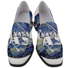 Vincent Van Gogh Starry Night Art Painting Planet Galaxy Women s Chunky Heel Loafers by Mog4mog4