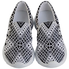 Black And White Modern Texture Seamless Print Fabric Pattern Kids Lightweight Slip Ons by Bakwanart