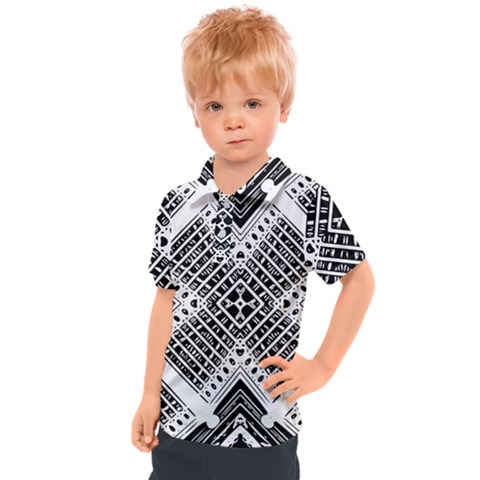 Black And White Modern Texture Seamless Print Fabric Pattern Kids  Polo Tee by Bakwanart