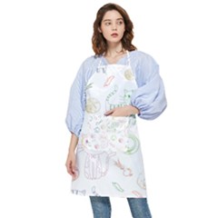 Cats And Food Doodle Seamless Pattern Pocket Apron by Bakwanart