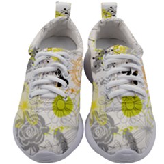Doodle Flowers Hand Drawing Pattern Kids Athletic Shoes by Bakwanart