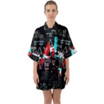 Stay Alive Half Sleeve Satin Kimono 