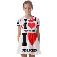I Love Pistachio Kids  Short Sleeve Pinafore Style Dress by ilovewhateva