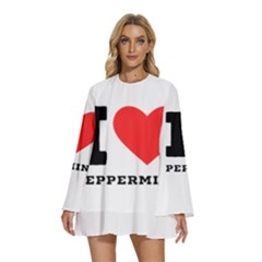 I Love Peppermint Round Neck Long Sleeve Bohemian Style Chiffon Mini Dress by ilovewhateva