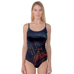 Abstract Colorful Circuit Camisole Leotard  by Bakwanart