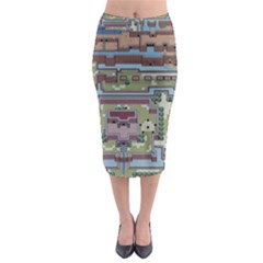 Arcade Game Retro Pattern Midi Pencil Skirt