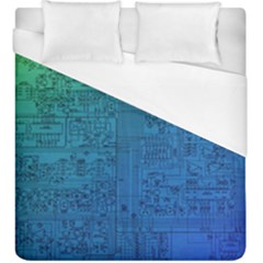 Blue And Green Circuit Board Wallpaper Circuit Board Sketch Duvet Cover (king Size) by Bakwanart