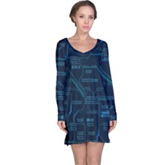 Technology Computer Circuit Boards Electricity Cpu Binary Long Sleeve Nightdress