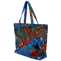 Gray Circuit Board Electronics Electronic Components Microprocessor Zip Up Canvas Bag by Bakwanart