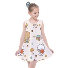 Bear Cartoon Background Pattern Seamless Animal Kids  Summer Dress by 99art