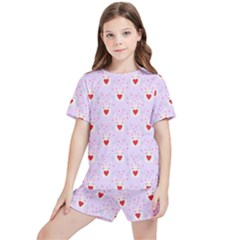 Easter Easter Bunny Hearts Seamless Tile Cute Kids  Tee And Sports Shorts Set by 99art
