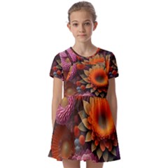 Flowers Flower Blossoms Petals Blooms Kids  Short Sleeve Pinafore Style Dress by 99art