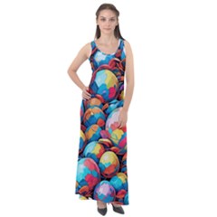 Pattern Seamless Balls Colorful Rainbow Colors Sleeveless Velour Maxi Dress by 99art