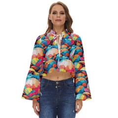 Pattern Seamless Balls Colorful Rainbow Colors Boho Long Bell Sleeve Top by 99art